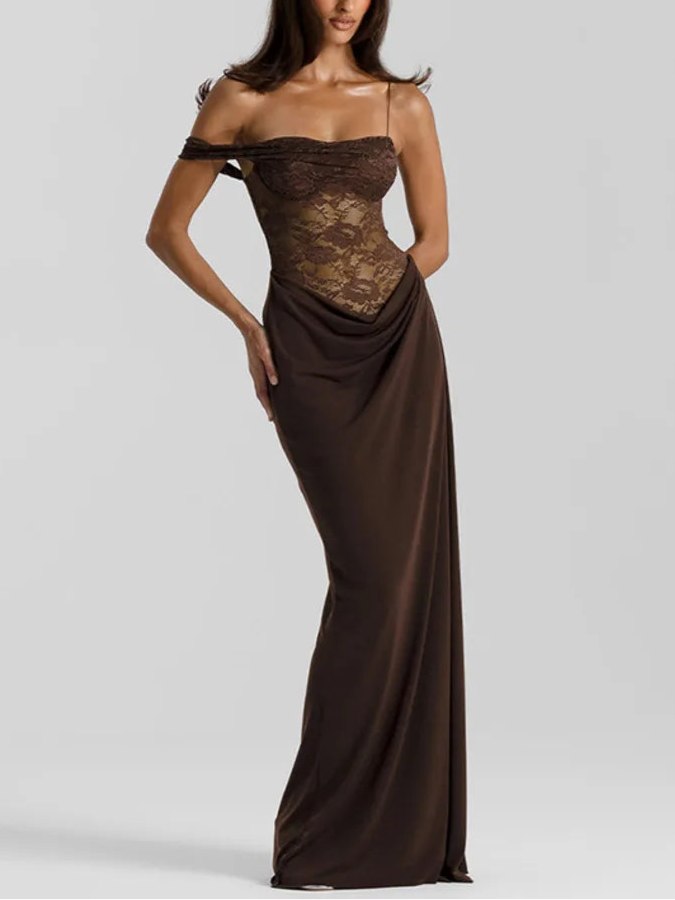 chinese dress ladies Beaded One Shoulder Lace Tulle Long A-line Wedding Dress