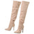 Over-The-Knee Pointed Toe PU Pleated Boots
