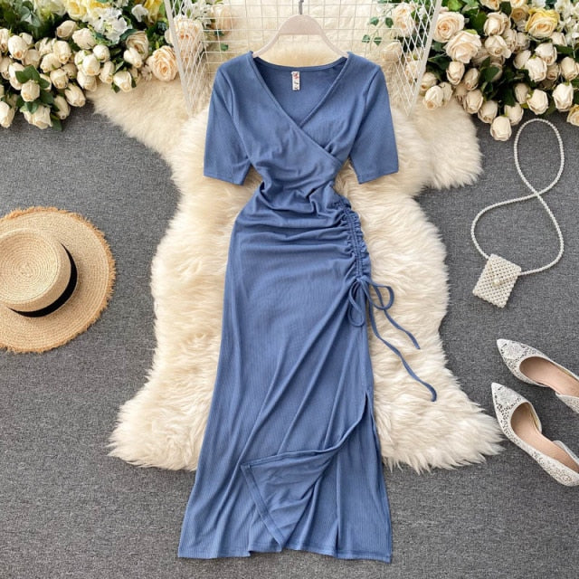 princess polly baby blue dress Drawstring Ruched Dress Ruched Drawstring Side Bodycon Dress –  isabellapparel