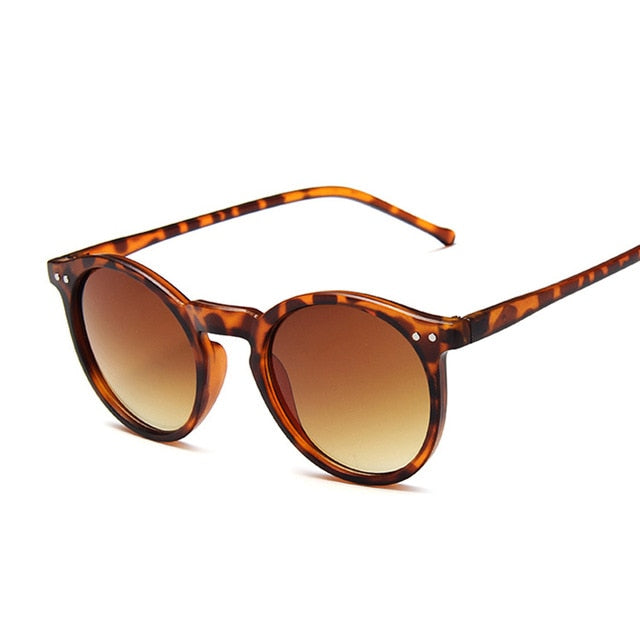 Vintage Leopard Round Cat Eye Sunglasses