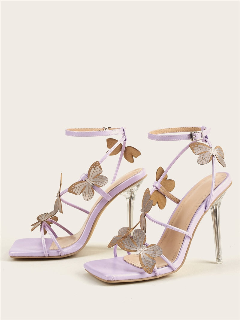 Purple High Heels Butterfly Sandals Purple 38