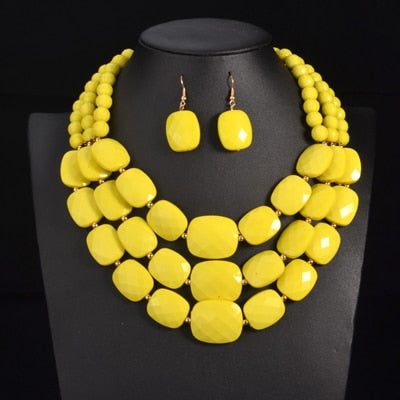 Black African Beads Choker Necklace Set