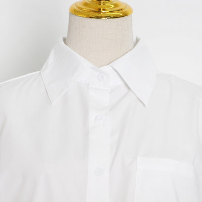 Elegant Two Piece Set Lapel Puff Sleeve Shirt Sleeveless Denim Cross Coat