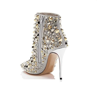 Full Rivets Studded Pointed Toe Boots