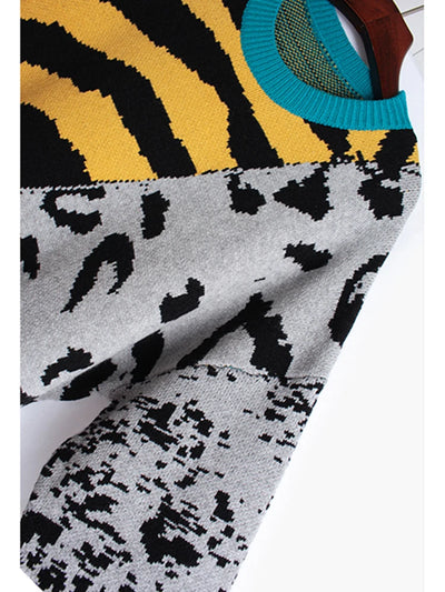 Loose Fit Leopard Print Knit Dress