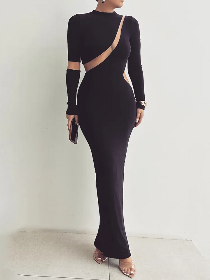 turtleneck bodycon maxi dress Marcella | Baxter Turtleneck Long Sleeve Dress in Espresso | Women's Size 3XL | Sustainable European Jersey