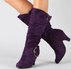 Faux Suede Wide Pleated Boots
