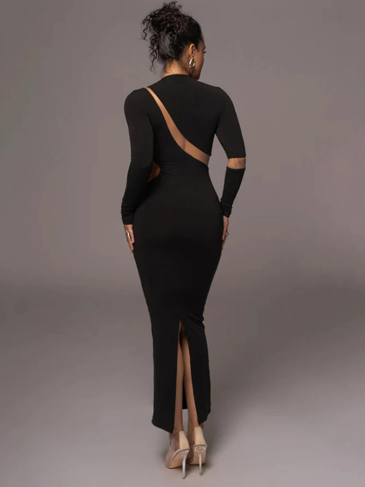 turtleneck bodycon dress Turtleneck Long Sleeve Bodycon Maxi Dress White / L