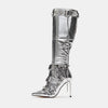 Silver Rivet Knee High Boots