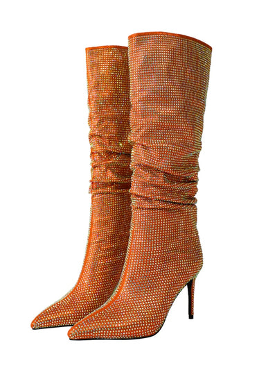 Rhinestone Women's High Heel Boots