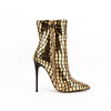 Snake Print Pointed Stiletto Ankle Boots