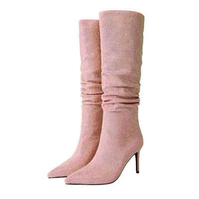 Rhinestone Women's High Heel Boots