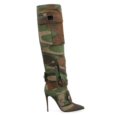 Camouflage Bag Knee Length Boots