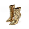Snake Print Pointed Stiletto Ankle Boots