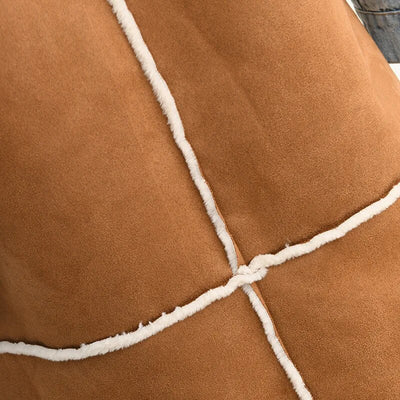 Velvet Denim Stitching Coat Padded Jacket