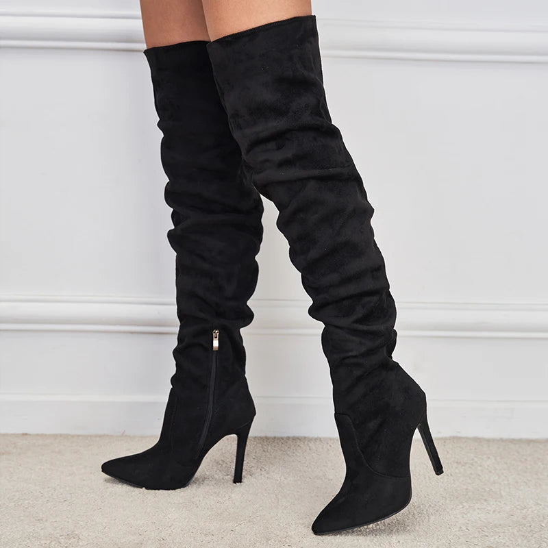 Over knee fashion pointed boots