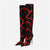 Pointed Toe Print Knee High Boots