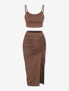 Cami Top and Ruched Slit Skirt Set