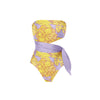 Yellow Purple Vintage Print Bikini Swimsuit