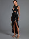 Black High Slit Bodycon Elegant Dress