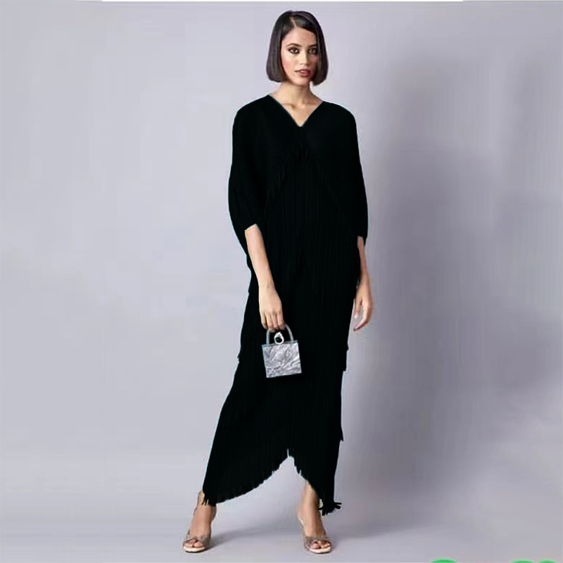strapless open back dress Tassel Batwing Sleeve Pleated Dress – Anna Kay & Co