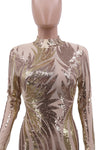 Long Sleeve Sequins Bodycon Dress/No Slip