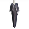 Gray Pleated Batwing Sleeve Midi Dress