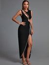 Black High Slit Bodycon Elegant Dress
