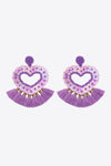 2-Pair Boho Style Heart Tassel Dangle Earrings