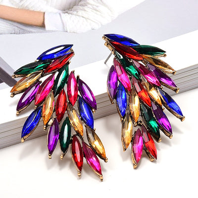 Wing-Shaped Colorful Drop Earrings