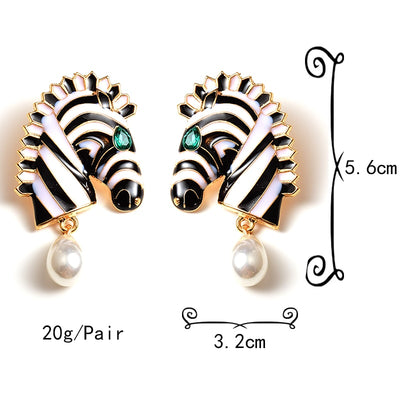 Zebra Shaped Drop Earrings