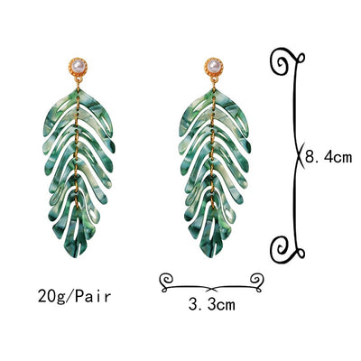 Acrylic Leaf-Shaped Drop Earrings