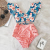 Two Piece High Waist Bikini Ruffled Swimsuit