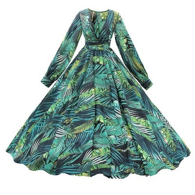 Very Long Floral Print Boho Maxi Beach Dress