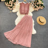 Pink High Waist Pleated Chiffon Skirt Set