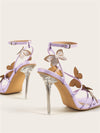 Purple High Heels Butterfly Sandals