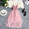 New! Pink Women's Tulle High Waist Summer Dress