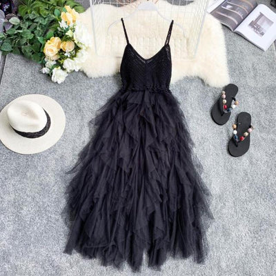 Black New! Women's Tulle High Waist Summer Dress