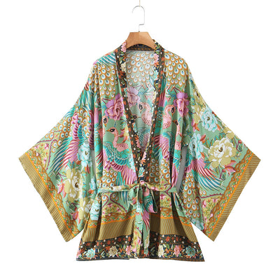 Floral Print Kimono Shirt Cover Up
