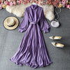 Purple Elegant Lantern Sleeve Dress