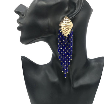 Bohemian Long Beaded Tassel Earrings