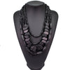 Black Multilayer Wood Beaded Statement Necklace