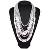 White Multilayer Wood Beaded Statement Necklace